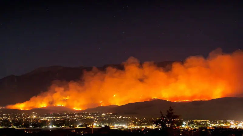 A wildfire burns in California, July 2020